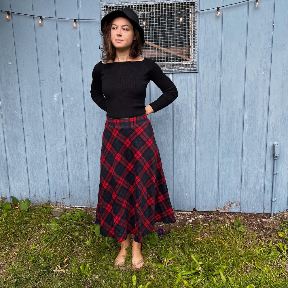 YSHY Wool Blend A-Line Midi Skirt (M)